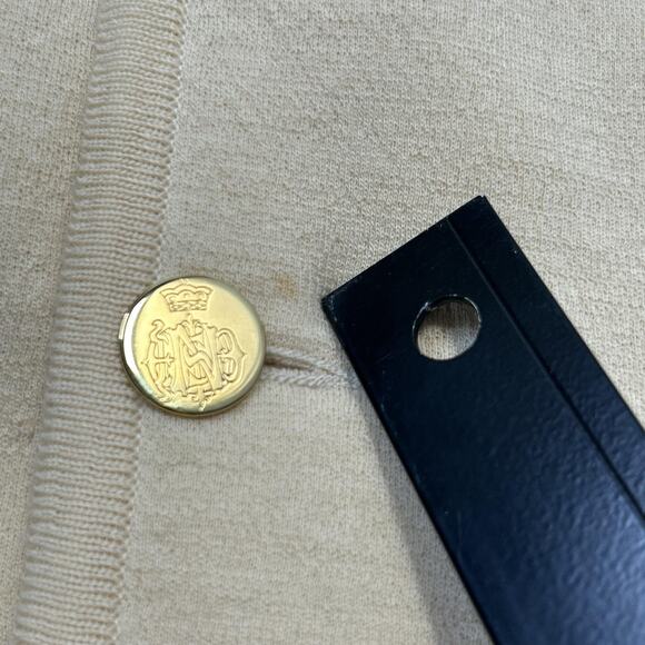 St Croix Knits Cardigan Sweater Mens 2XL Beige 100% Merino Wool Gold Buttons USA - Picture 13 of 14